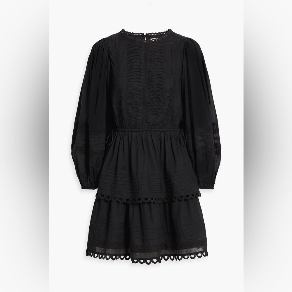 FARM RIO
Lace-trimmed pintucked cotton-voile mini dress PTP 18” NWT